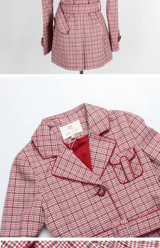 Áo mới 2018 màu đỏ retro kiểu Anh áo blazer nữ mùa thu