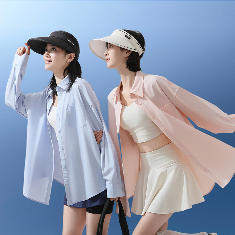 Sun Protection Clothing for Women, Long-Sleeved 2026 Summer Uv Protection Ice Silk Mid-Length Thin Shirt Jacket Outdoor Sun Protection Clothing Top