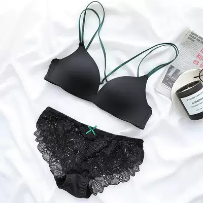 Summer multi-shoulder strap cross beautiful back thin Cup underwear set without underwire bra no trace chest gathering girl underwear