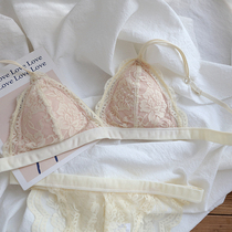 French sexy lace underwear ultra-thin no steel ring big chest small thin bra bra bra Japanese girl suit