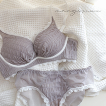 Cotton stretch Shuffle Girl lingerie suit gathers small breasts anti-sagging sweet meme lace lace with no steel ring bra hood