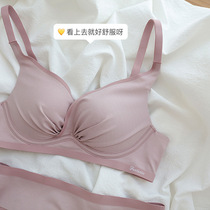 Comfortable and simple model without steel ring underwear girl small chest gathered anti-sagging adjustment bra set