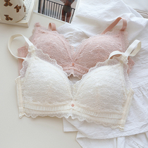 Earthly Fugitive Pure Love Girl Lace Lingerie Soft Glutinous skin Thin Breast slim Breast Poly woo Anti Drooping Bra Suit