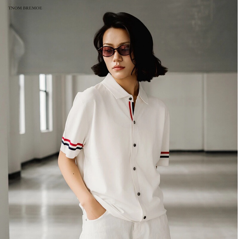 [Tnombremoe] Niche Series Summer Polo Short-Sleeve Shirts for Men and Women, Light Luxury, Minimalist, High-End Style
