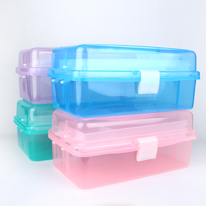 Plastic small transparent toolbox children's art painting box pencil box storage box stationery