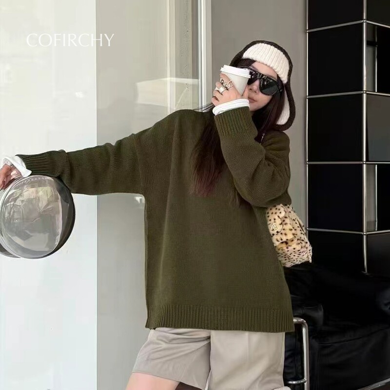 Shigelan Lazy Style Round Neck Sweater 26Th Autumn New 25044 Loose Soft Solid Color Knitwear I14 Shigelan Lazy Style Round Neck Sweater 26Th Autumn New 25044 Loose Soft Solid Color Knitwear I14