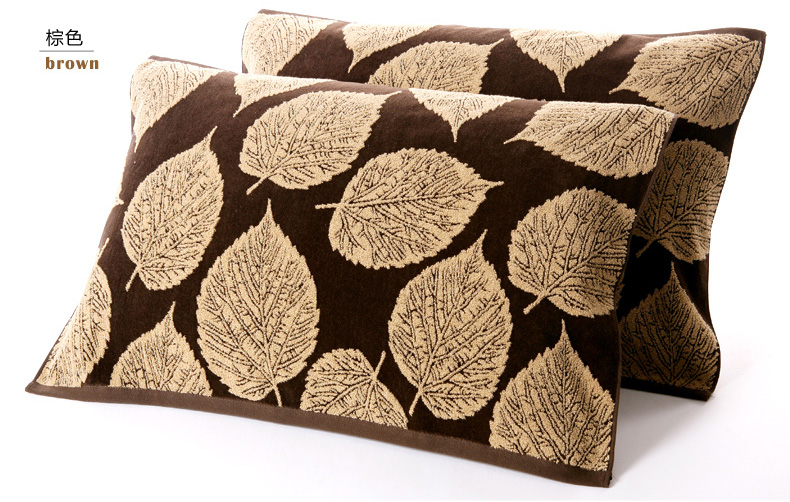 Một đôi gối bông vàng, bông jacquard, lá trừu tượng, jacquard, khí quyển sang trọng, cọc cắt dày vỏ gối đẹp