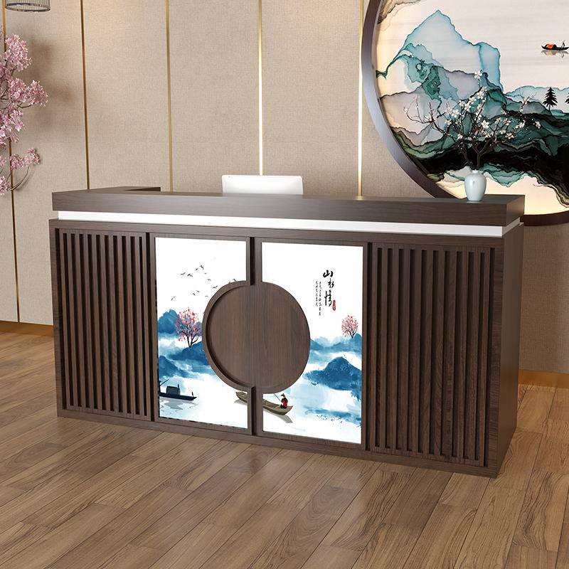 New Chinese classical cashier counter small shop health hall reception desk foot bath shop retro beauty salon bar