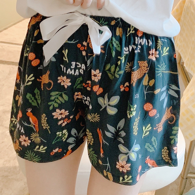 Pajamas women's summer shorts home five-point cotton silk thin cute Japanese loose can be worn outside shorts artificial cotton single pants