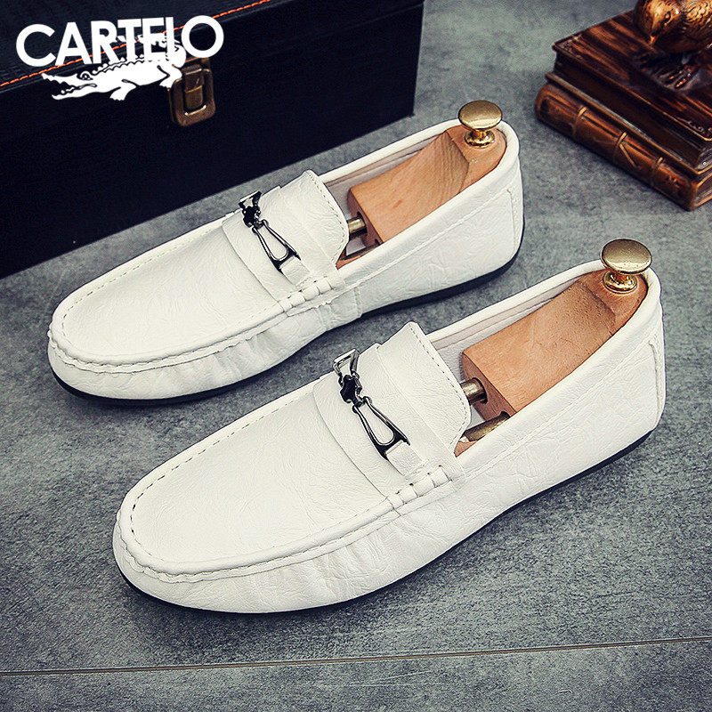 Crocodile Casual Leather Shoes Men's Shoes Genuine Leather One Foot Pedal Shoes Men Bean Bean Shoes Men's 2023 New Winter Tide Shoes-Taobao