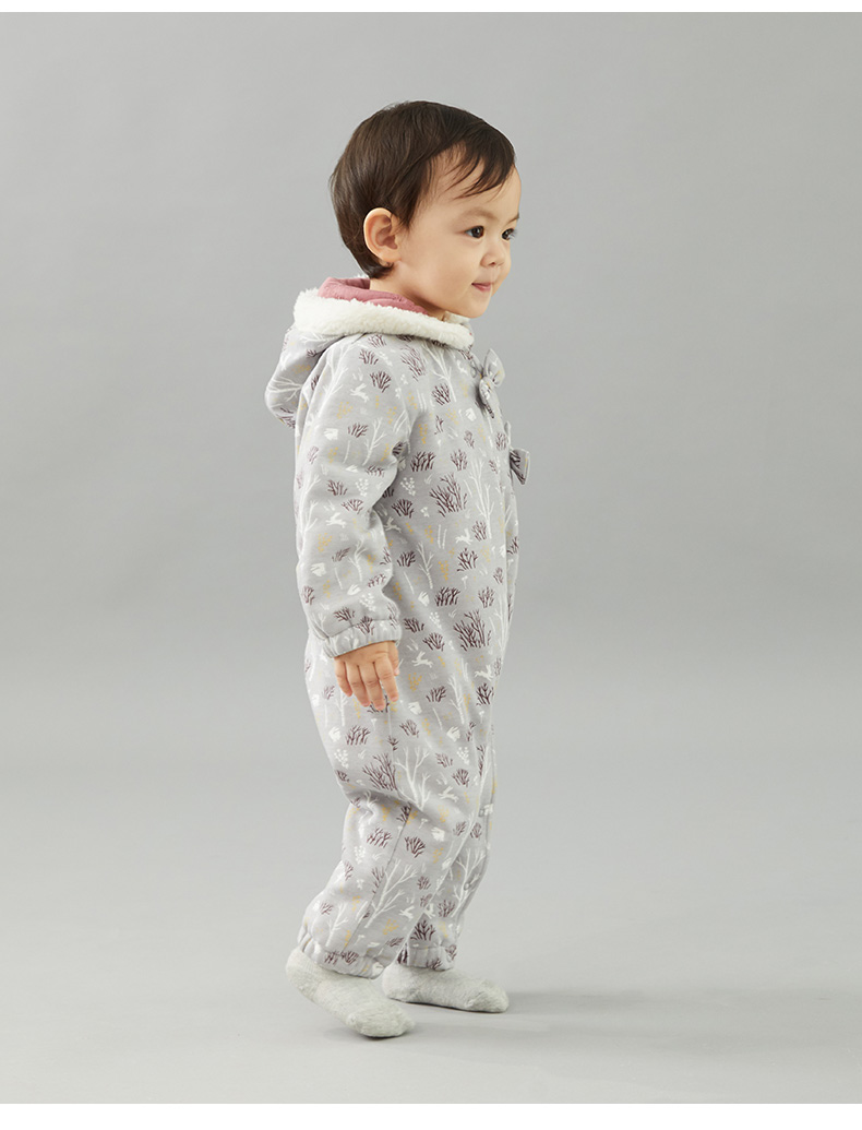 Cotton Church mùa thu và mùa đông cho người mẫu cộng với nhung jumpsuit dày cho bé bộ khủng long