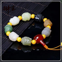 Chongyu Hetian Jade Multi-treasure Buddha head hand string Jasper Qing Ink jade Huangkou white jade
