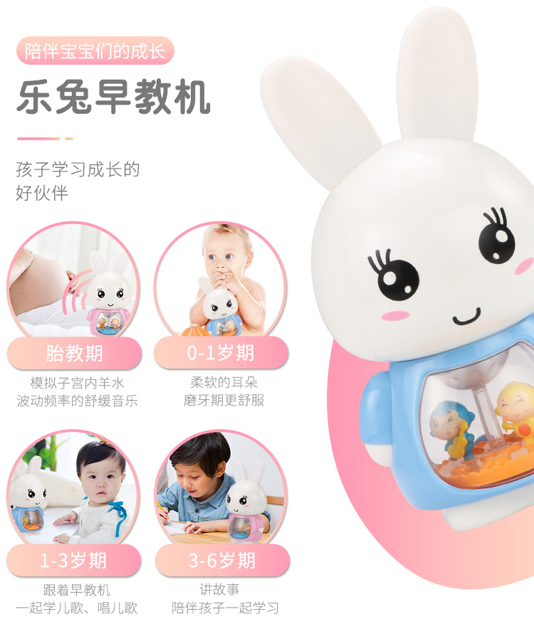 Lê thỏ truyện nhạc máy đồ chơi cho bé giáo dục sớm câu chuyện máy trẻ học máy thông minh có thể sạc lại 0-3-6 tuổi giáo cụ dạy học