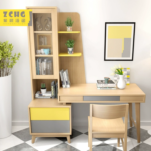 Книжные полки Nordic Homeving Desk All -IN -один из студентов, написанный студентами, современный минимализированный маленький квартирный компьютер настольный стол настольный стол