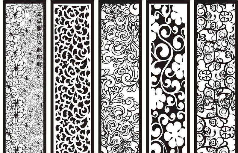 Hollow carving diagram Screen hollow carving diagram Woodworking engraving machine gallery Hollow decoration window grille overall cabinet solid wood cutting diagram