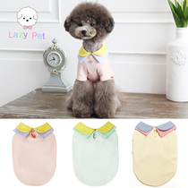 Lazy Pet Korean cat and dog Pet double color POLO button doll collar short sleeve t-shirt