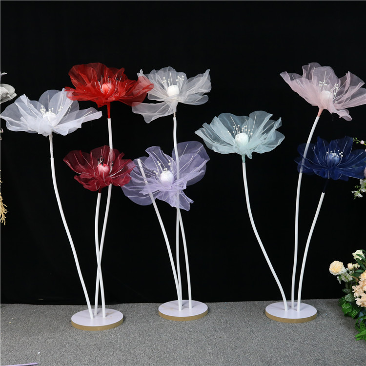 Wedding Dongli flower vertical pole silk road lead flower wedding beauty Chen three-dimensional gauze flower stage window decoration decorative flower