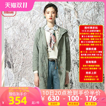 Fishing Winter 2020 new female autumn and winter retro drawn rope embroidered cotton dress medium and long coat FFMD4033