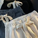 Tide, вельветовые осенние штаны, трендовые повседневные брюки, свободный прямой крой, в корейском стиле