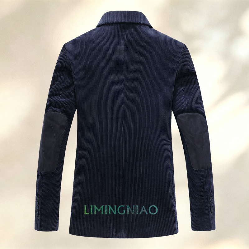 Brand Spring and Autumn High-End Pure Cotton Corduroy Suit for Men, Business Casual, Elbow Patch, Single-Breasted, Large Size, Loose Jacket