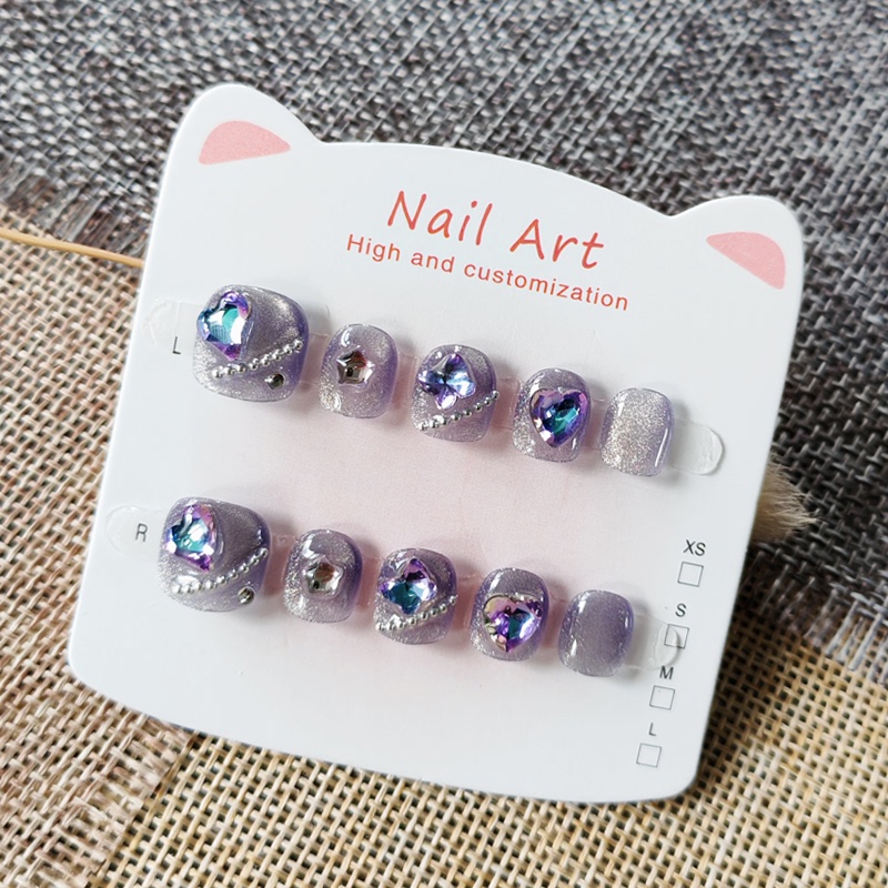 Purple Glitter Fairy Children's Nail Stickers for Ages 5-8-12, Cat Eye Manicure, Short Nail Patches for Kids Purple Glitter Fairy Children's Nail Stickers for Ages 5-8-12, Cat Eye Manicure, Short Nail Patches for Kids