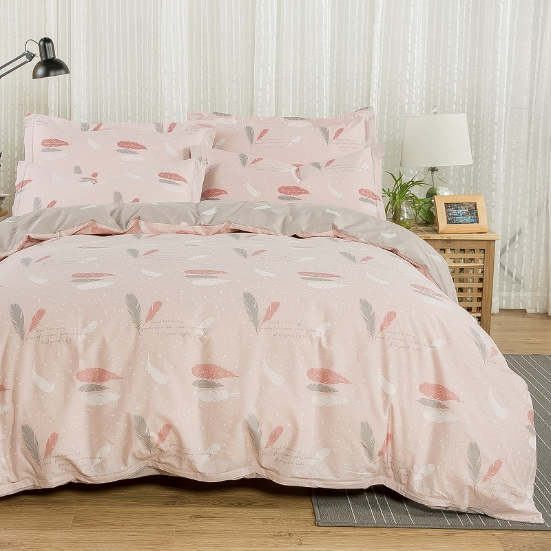 Bed bedding Four pieces of all-cotton pure cotton 100 quilt cover bed linen Girl Heart Princess Wind Pink Bed 4-Taobao