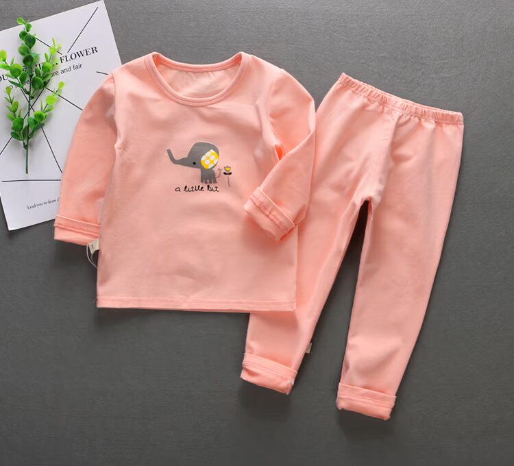 Mùa xuân và mùa thu cotton nam và nữ bé Bộ đồ lót Lycra Bộ quần áo trẻ em quần áo mùa thu dễ thương Bộ đồ ngủ chạm đáy 1-4 tuổi đồ lót trẻ em