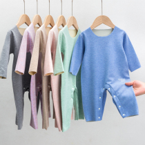 Baby de velvet jumpsuit newborn baby Autumn and Winter self-heating warm clothes climbing clothes plus velvet pajamas colorful no trace