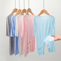 Baby jumpsuit long sleeve bottoming baby Summer clothes Ice Silk modal baby pajamas climbing clothes spring and autumn thin