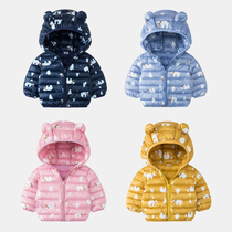 Baby light hooded cotton jacket winter 6 Months 9 cotton padded jacket 1 year old cotton jacket baby down jacket warm