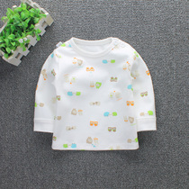 Spring and autumn mens and womens baby underwear long sleeve one-piece shirt baby autumn clothes bottom cotton shoulder buckle 0-2 years old
