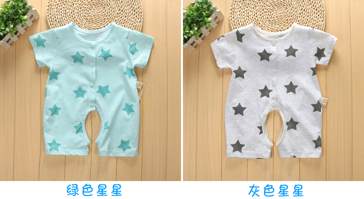 Mùa hè bé ngắn tay jumpsuit siêu mềm siêu mỏng cotton trẻ sơ sinh mở sneaker sneakers đồ ngủ 0-2 tuổi áo liền quần hình thú trẻ em