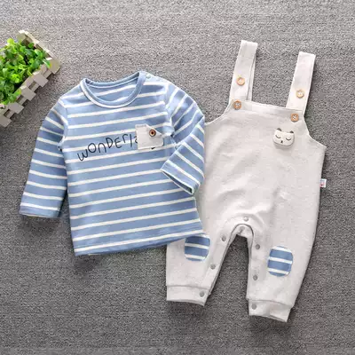 Baby holding baby bag pants set baby children spring and autumn clothes men and women 2021 clothes foreign style cotton 1-3 years old tide