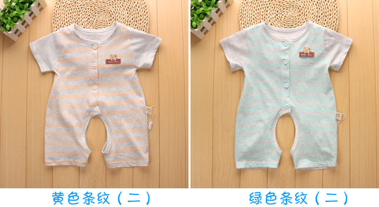 Mùa hè bé ngắn tay jumpsuit siêu mềm siêu mỏng cotton trẻ sơ sinh mở sneaker sneakers đồ ngủ 0-2 tuổi áo liền quần hình thú trẻ em