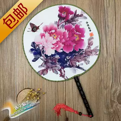 Chinese style retro fan silk translucent double-sided fan antique round fan cheongsam show dance female custom