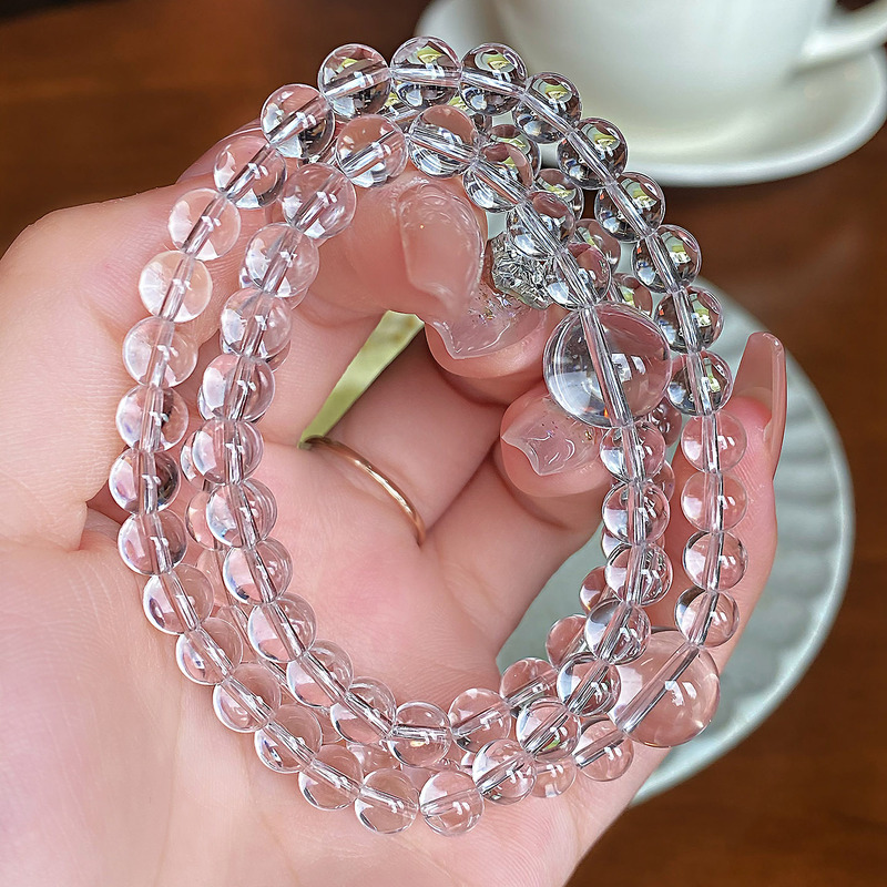 Dragon Heart Style White Crystal Bracelet, 7A Grade, Three-Layered, for Warding Off Bad Luck and Purifying the Energy Field, Pure Energy Bracelet