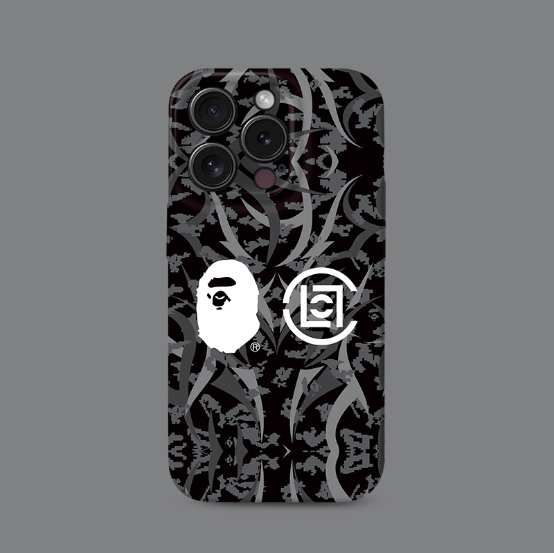 Trendy Brand Collaboration Edison Chen Colt Thorns Bape Ape Head iPhone 17 Pro Max Phone Case Suitable for Huawei Pura 80 Pro Xiaomi 15 Black iPhone 16 Honor 200 Protective Case