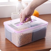 Portable food preservation box Five-grain storage box with lid Four-grid small box plastic refrigerator lid