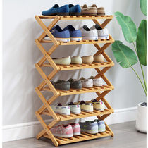 Folding shoe rack household solid wood simple shoe cabinet multi-layer storage rack free of installation dormitory shoe shelf