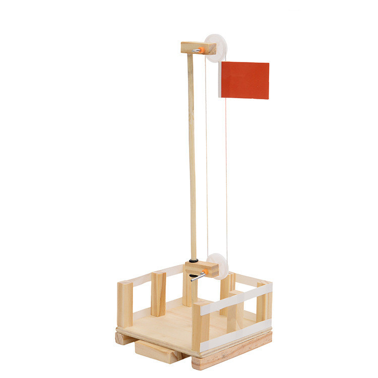 Science and technology small production diy flag lifting platform Children's handmade gizmo material package Student science experiment toy