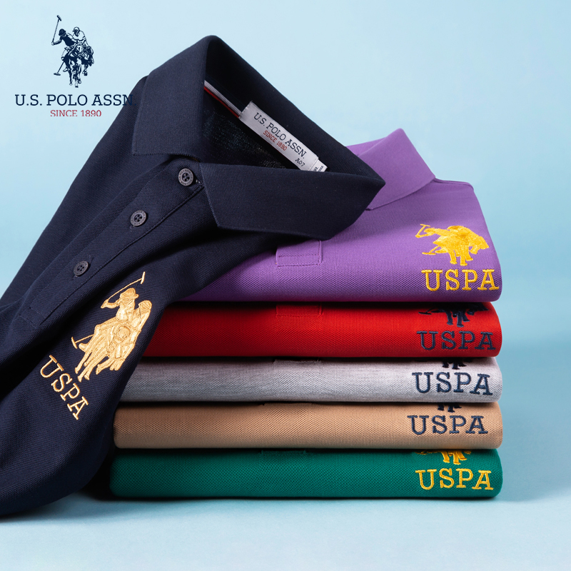 Uspoloassn American Polo Polo Shirt Men's Short-Sleeved Pure Cotton Summer Classic Lapel Casual Business T-Shirt