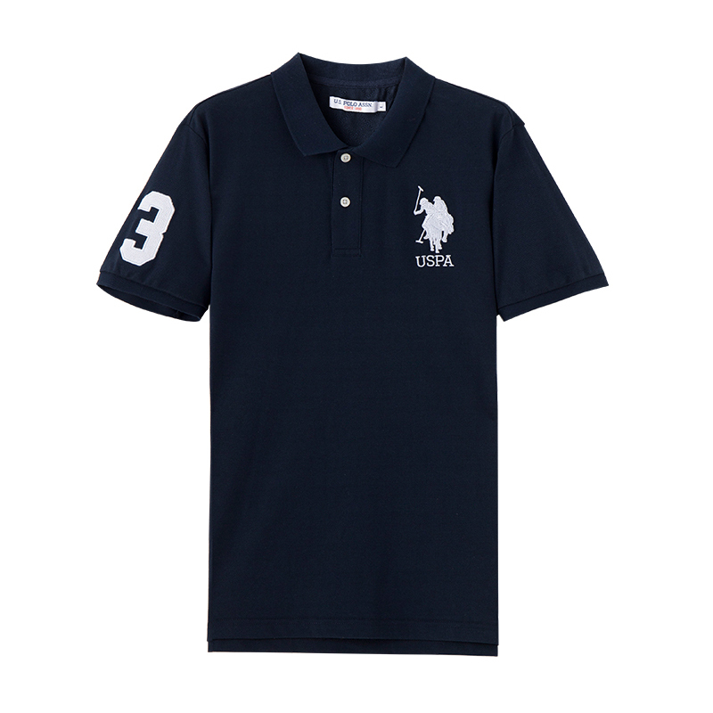 Uspoloassn American Polo Association Summer Polo Men's Short-Sleeved Polo Shirt Pure Cotton Lapel T-Shirt