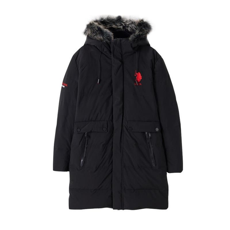 Uspoloassn United States Polo Assn. Winter Men's Fur Collar Hooded down Jacket 90 White Duck down Long Coat
