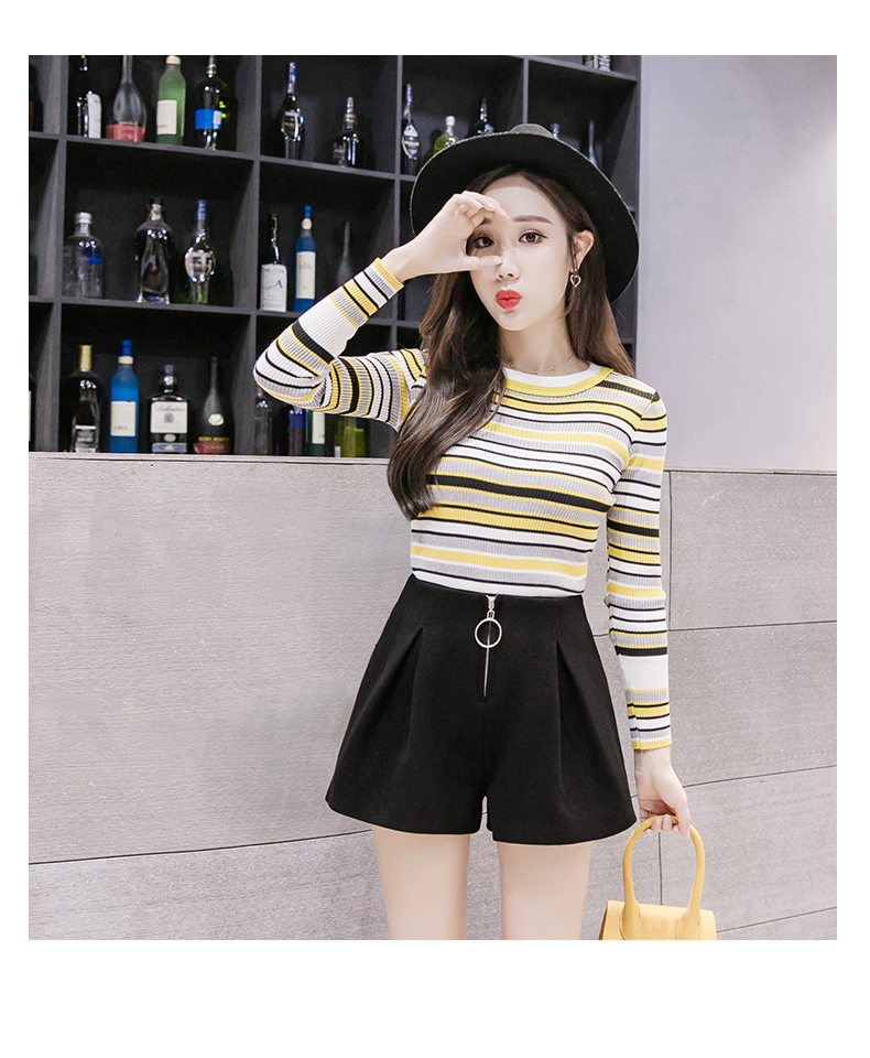 Phiên bản Hàn Quốc của vòng dây kéo quần short len ​​nữ mùa thu và mùa đông mới quần lưng cao rộng quần rộng sinh viên hoang dã giản dị một chiếc quần quần giả váy nữ đẹp