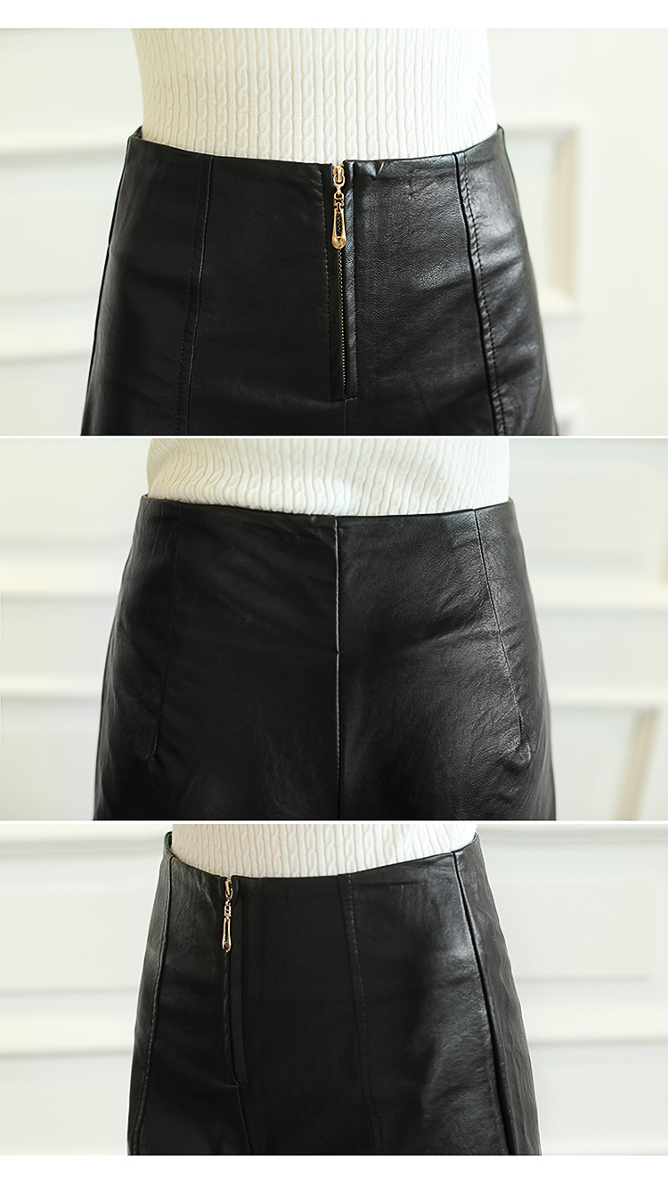 2018 mùa thu mới quần short da PU nữ size lớn đã mỏng eo cao một chữ quần ống rộng quần da giản dị mùa thu đông quần sooc bò nữ cạp cao