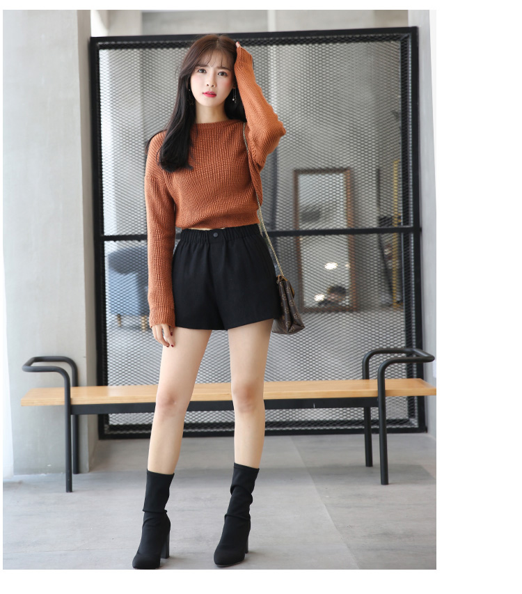 Mùa đông quần short len ​​dày eo cao quần rộng chân đàn hồi eo hoang dã kích thước lớn quần mỏng giày nữ mùa thu và mùa đông mặc thời trang trung niên nữ cao cấp 