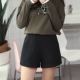 Người mẫu thu đông 2018 eo cao len rộng quần short nữ chất béo mm mỏng thun co giãn dày quần thường quần mùa đông quần quần sooc nữ xếp li
