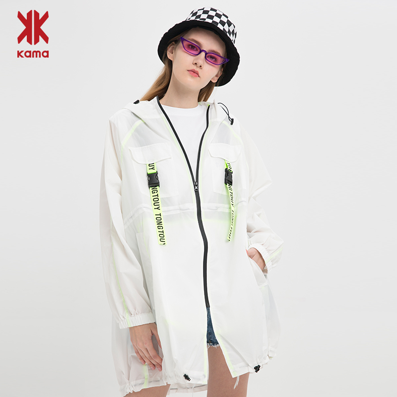 Kama Kama Hot Summer New Hood edire áo rãnh mỏng của phụ nữ loose-fitting kem chống nắng 7219701