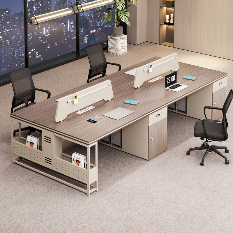 Office Desk and Chair Combination for Employees, Simple 6-Person Workstation with Screens, Modern Office Cubicles, Staff Computer Desk Office Desk and Chair Combination for Employees, Simple 6-Person Workstation with Screens, Modern Office Cubicles, Staff Computer Desk