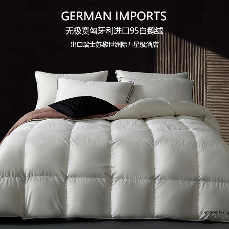 Swiss Five-Star Hotel down Quilt 95% Hungarian Thick Large White Goose down Silk Winter Quilt Heating Quilt Core